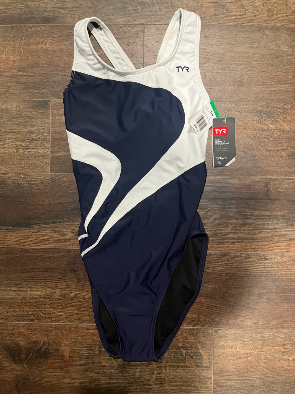 TYR Navy & White Racerback One-Piece Swim Suit
